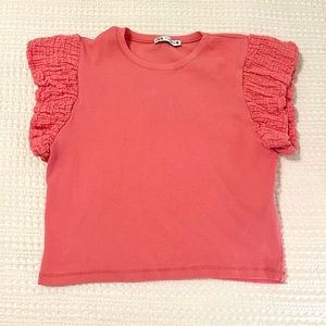 Zara, pink should ruffle tee